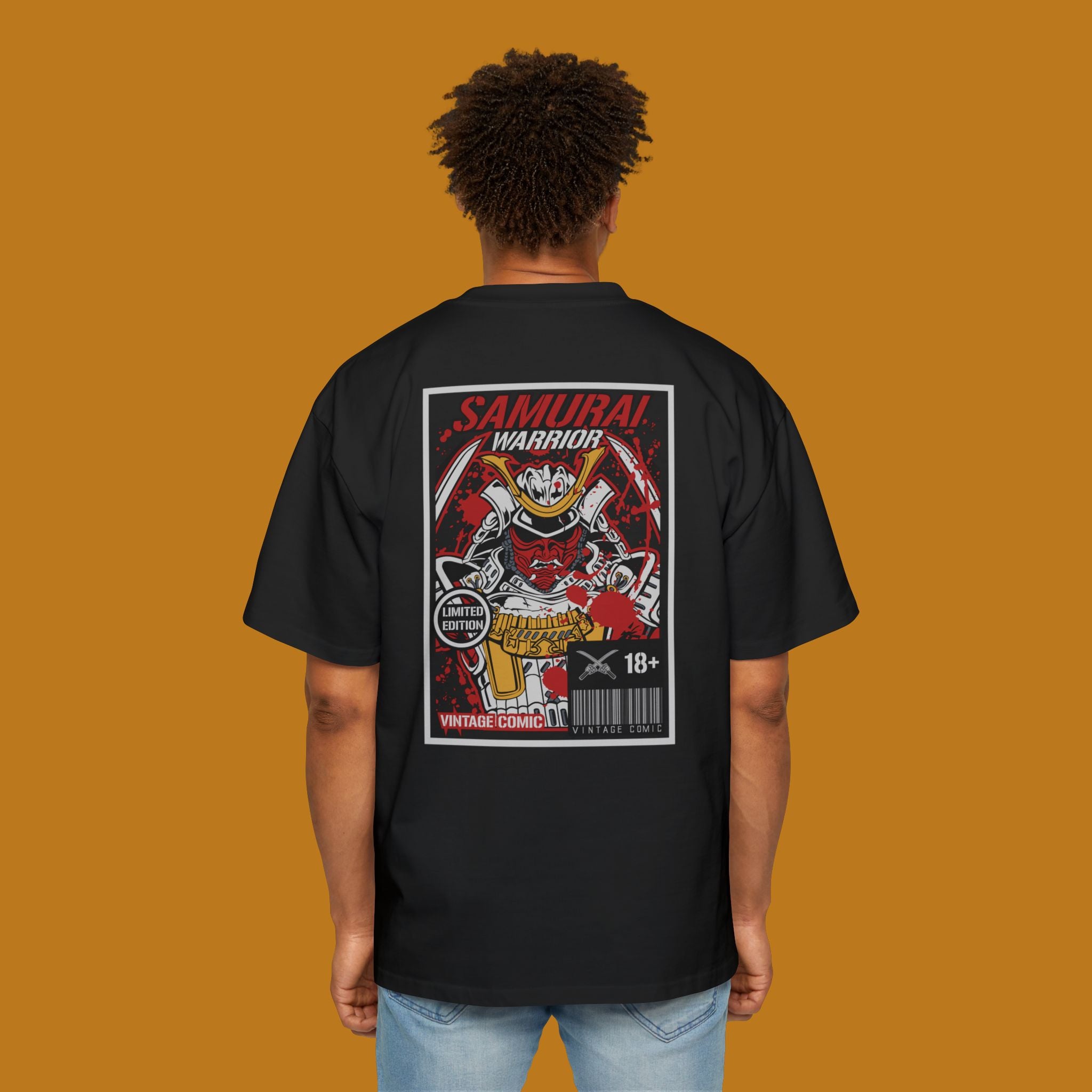 Unisex Terry Oversized Tee Samurai Warrior Vintage Graphic Shirt