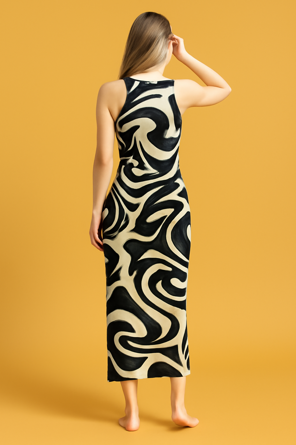 Black & white Swirl Pattern Bodycon Dress